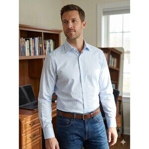 SUITSUPPLY Men’s Dress Shirt Graph Check Slim Fit Egyptian Cotton Sz 15 3/4